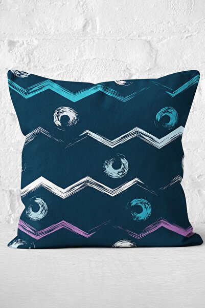 Nish & Royal Colorful Modern Zigzag Pattern Digital Printed Modern Pillow Thr...