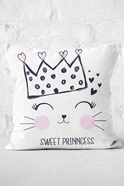 Nish & Royal Crown Motif Heart Patterned Modern Pillow Case