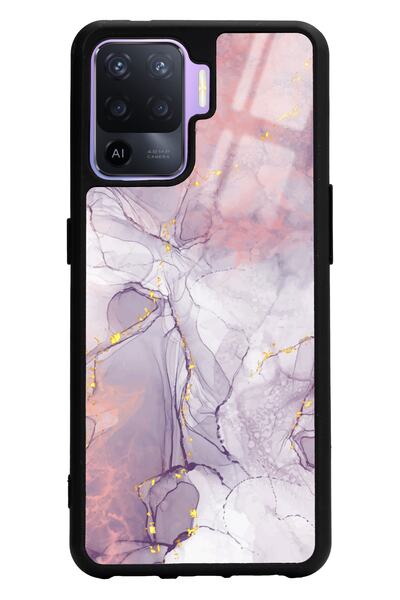 Spoyi Oppo Reno5lite Fuşya Mermer Tasarımlı Glossy Telefon Kılıfı