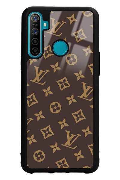 Spoyi Oppo Realme 5i Kahverengi Lv Tasarımlı Glossy Telefon Kılıfı