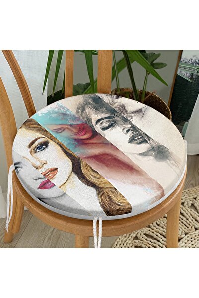 Realhomes Pernă pentru scaun rotundă cu fermoar, imprimată digitală, pentru femei