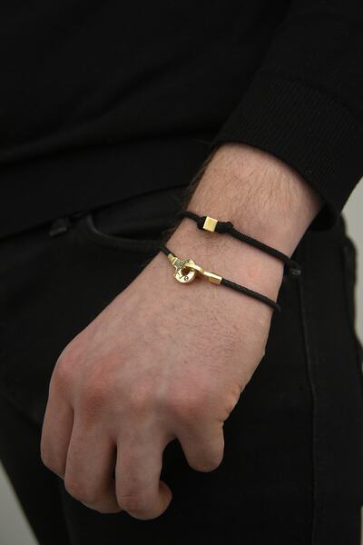 Ayyıldız Kuyumculuk Altın Küp Siyah Ipli Bileklik