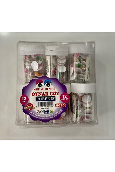 Rubenis Oynar Göz Kirpikli Renkli 12mm (1 Kutu :12 Paket )