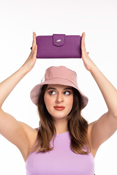 Gondol Hmx.370 Великий розкішний елегантний гаманець - фіолетовий напис