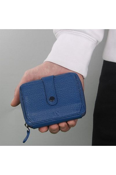 My Valice Unisex Genuine Leather Wallet And Card Holder 1816 Saks Blue