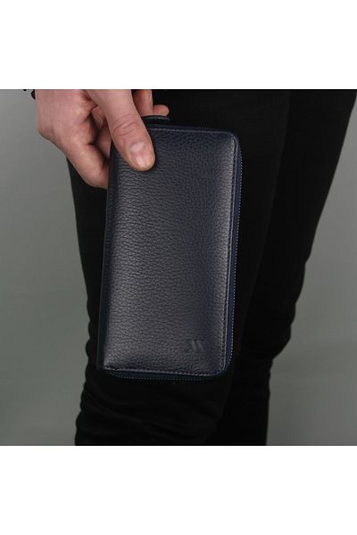 My Valice Unisex Genuine Leather Wallet with Phone Compartment and Card Holder 1821 Navy Blue
