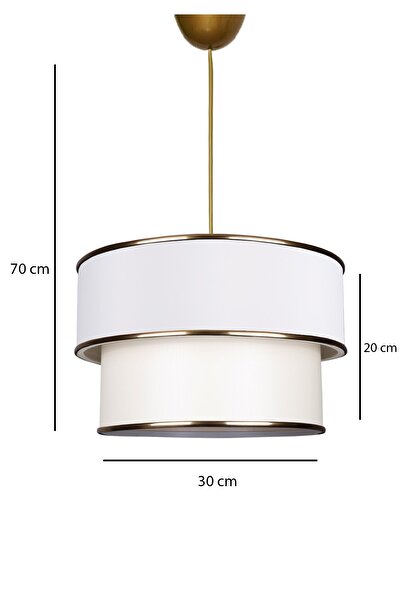 U-TEK Homing Luce Beyaz Kumaş Gold Detaylı Sarkıt Avize Homm