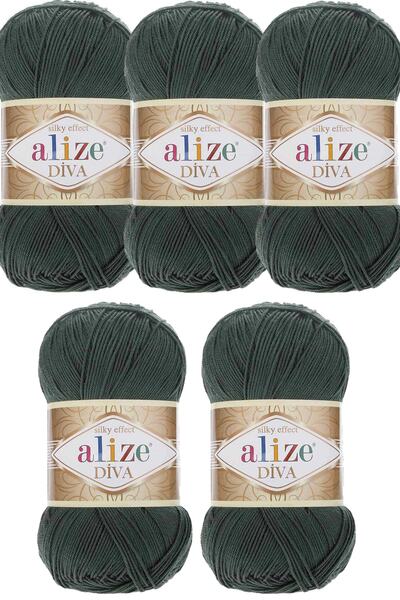 Alize Diva Shiny Mercerized Summer Spring Knitting Yarn No:131 (5 Pieces)