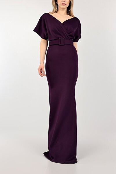 Secret Passion Lingerie Şık Likralı Scuba Kumaş Balık Kesim Kemerli Uzun Abiye Ve Mezuniyet Elbisesi 686 582099