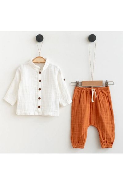 CFR Kids Baby Boy Woven Organic Cotton 2-Piece Muslin Set - Baby Birth Gift