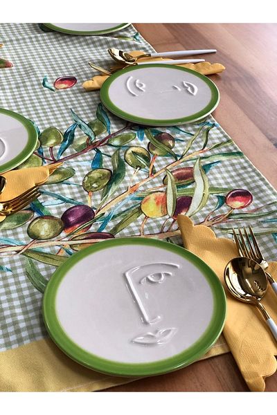MeGgDecor Face Sweet Plate Green