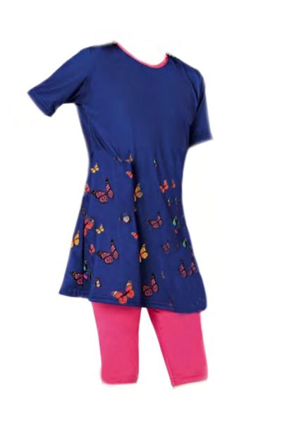 GC GÖKHAN CLUB Girl's Waiter Digital Short Sleeve Tights Swimsuit
