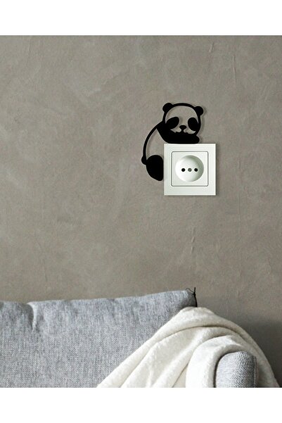 GEEG ديكور أسود لطيف الباندا مقبس زخرفة الليزر قطع 3mm Mdf ملصق