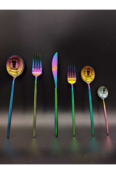 BRONDOFF 36 Piece Rainbow Fork Spoon Knife Set