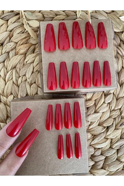 SYBELLE KOZMETİK 20 Adet Açık Kırmızı Balerin Takma Tırnak