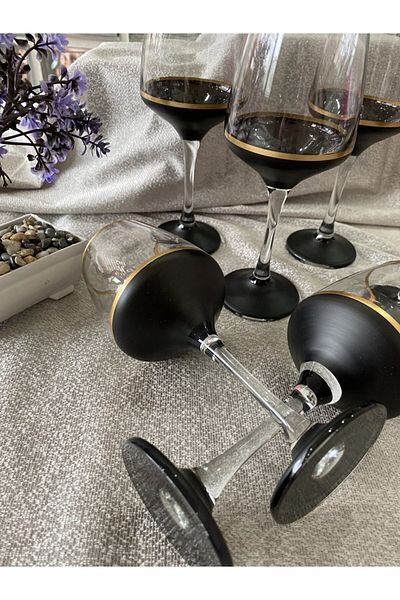 Paşabahçe -lav P H Panayır Home Hand Decorated Glass Water Glass Set for 6 People Goblet Set