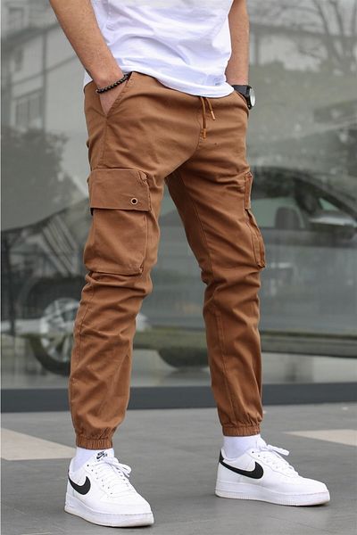 Madmext Herren Camel Cargo-Taschenhose 5647