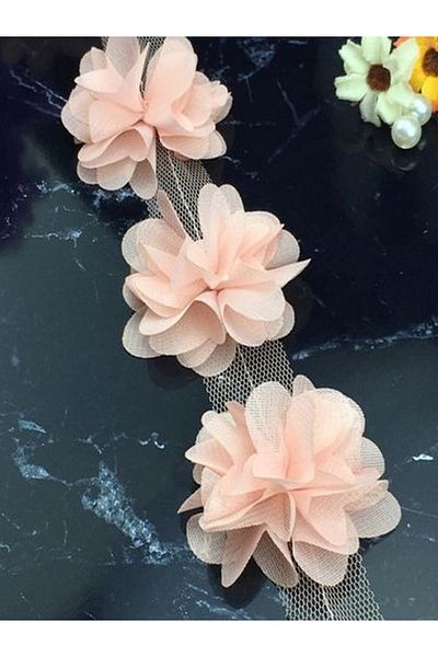 E Elmas Laser Cut Chiffon Flower (59 - 60 Pieces) - Cappuccino