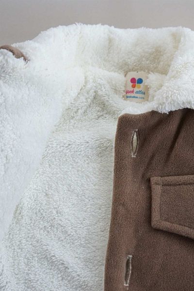 ipek atlas Boy's Brown Plush Natural Coat