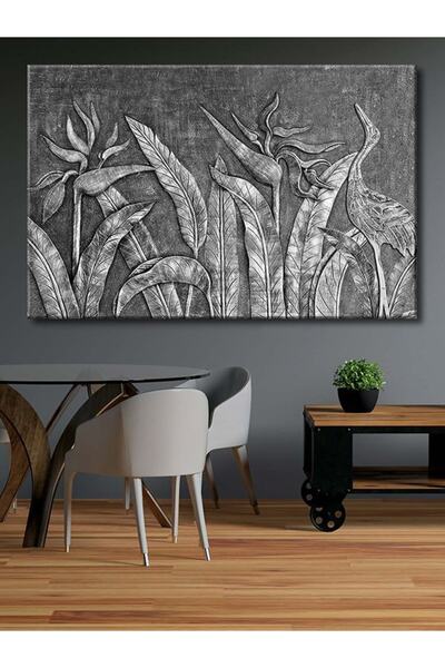 Voovart Gümüş Cennet Bahçesi Dekoratif Kanvas Tablo - Voov2066