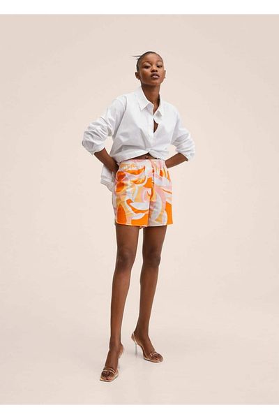 MANGO Woman Gemusterte Baumwollshorts