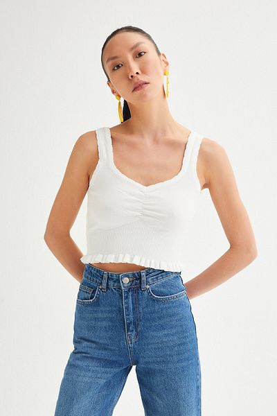 Açelya Okcu Mercerized Bustier with Openwork Edge