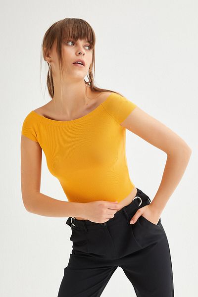 Açelya Okcu Women's Orange Pool Collar Knitwear Blouse