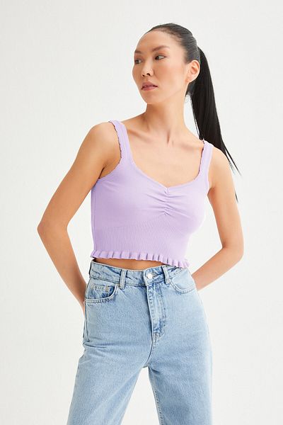 Açelya Okcu Mercerized Bustier with Openwork Edge