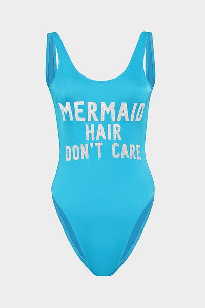 Açelya Okcu Costum de baie Push Up Slogan Păr de sirenă Dont Care