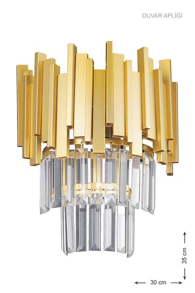 Avizemoda Sima Crystal Glass Stone Luxury Sconce - (yellow Gilding)