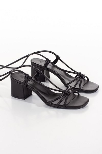 irmona Cleopatra Women's Black Laced Heeled Low Heel Sandals