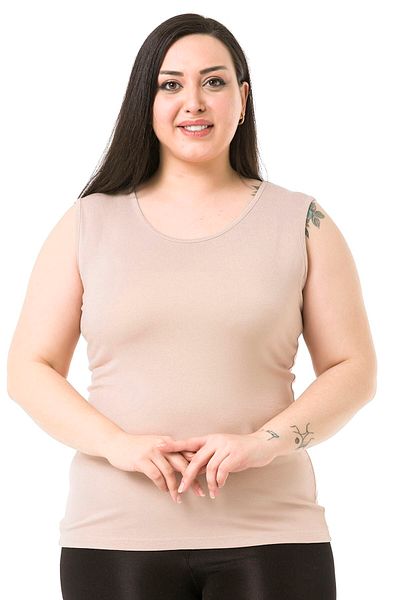 DISENTIS MODEST Large Size Round Neck Thick Strap Viscose Mink Bodysuit