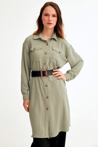 Fulla Moda Τουνίκ με διπλή τσέπη και ζώνη με κουμπιά