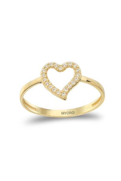 myorogold 14 Ayar Altın Kalpli Yüzük