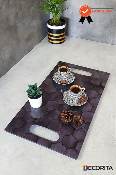 Decorita Glass Tray Honeycomb Pattern 29cm X 52cm