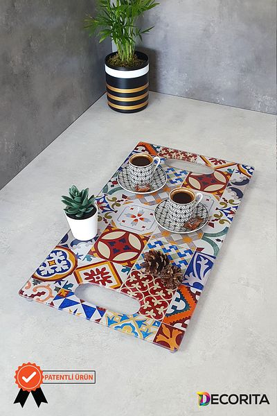 Decorita Glass Tray| Tile Pattern| 29cm X 52cm