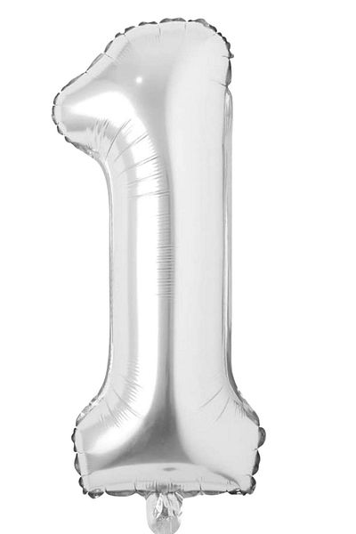 Happyland Silver Foil Number Balloon 100 Cm Helium Compatible Balloon Number 1