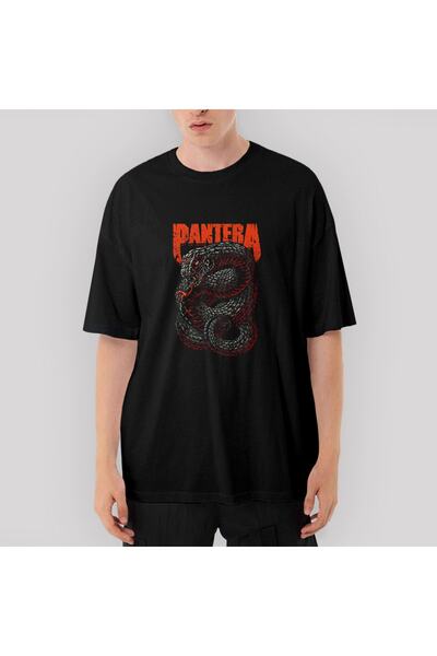 Z zepplin Tricou negru supradimensionat Pantera Snake
