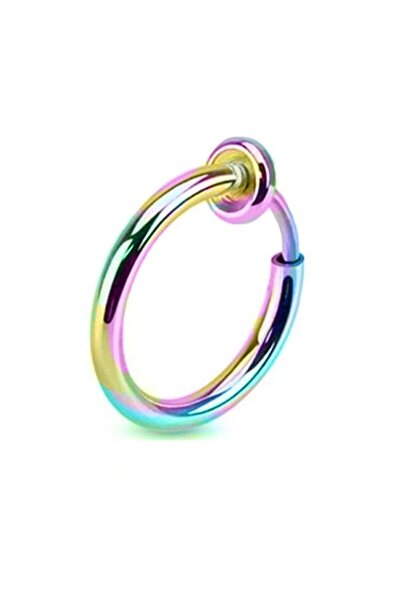 TREND COLLECTİON Unisex Renkli Çelik Deliksiz Sıkıştırmalı Piercing Tragus Küpe