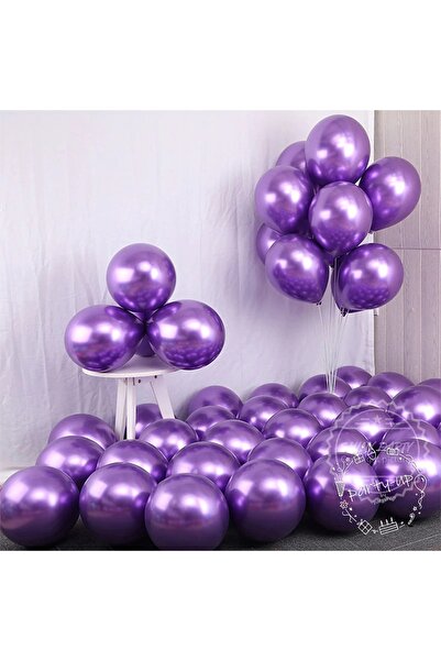 PARTİAVM Menekşe Mor Krom Balon Parlak Menekşe Mor Renk Balon Kaliteli Mirror...