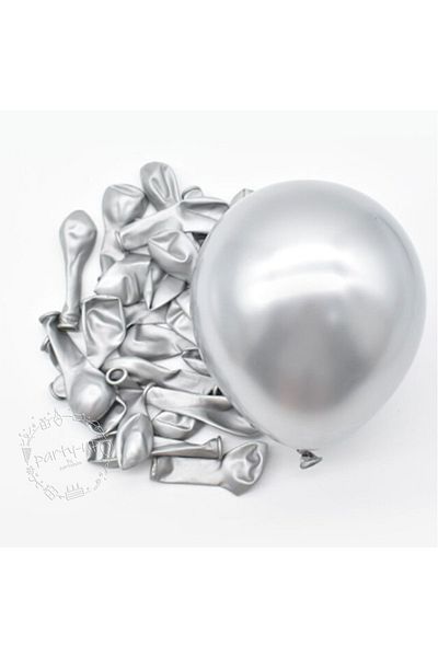 PARTİAVM Small Size Silver Chrome Balloon Shiny Silver Color Balloon High Quality Mirrored Balloon 12,5cm (10 Pieces)