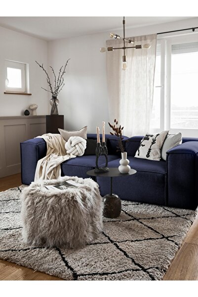 S Home Design Concept Frida 2 Modüler Ikili Kanepe Koltuk (DAİRENİZE TESLİM), Keten, Lacivert 210 Cm