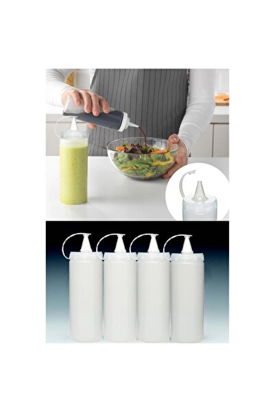 easyso 3 Adet Sızdırmaz Kapaklı Plastik Yağ Şişesi Ve Sos Şişesi 400 Ml