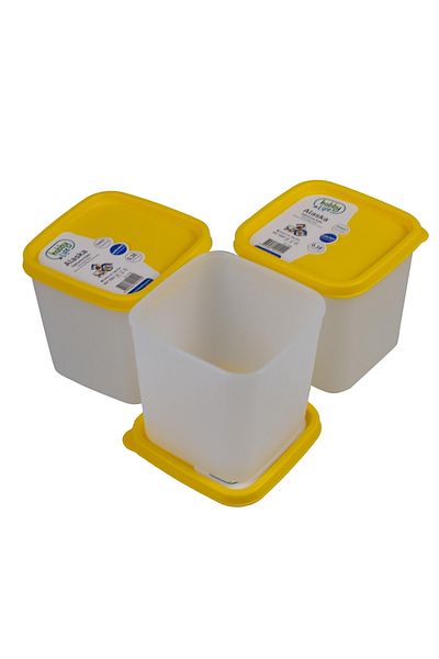 HOBBY LİFE Alaska Nofrost Storage Container 0.38 Liter 3-Piece Yellow