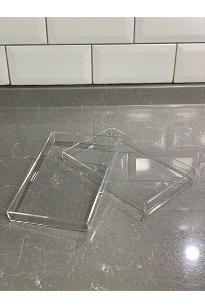 BaltaciStore 2 Pieces Plexiglass Decorative Presentation Tray Transparent
