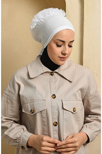 chulfa Βολάν, χτενισμένο βαμβακερό καπό, ραμμένο μπροστά, κότσος πίσω, δαντέλα δέσιμο