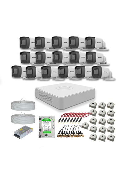 Hikvision 2mp 16 كاميرا في الهواء الطلق Ahd HD-TVI مجموعة كاميرا كاملة 500GB القرص