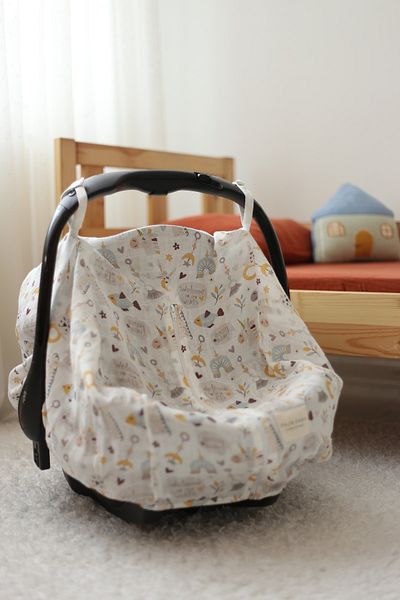 Mujo Baby&Kids غطاء عربة الأطفال من الموسلين بطبقة مزدوجة من مجموعة Hello Baby
