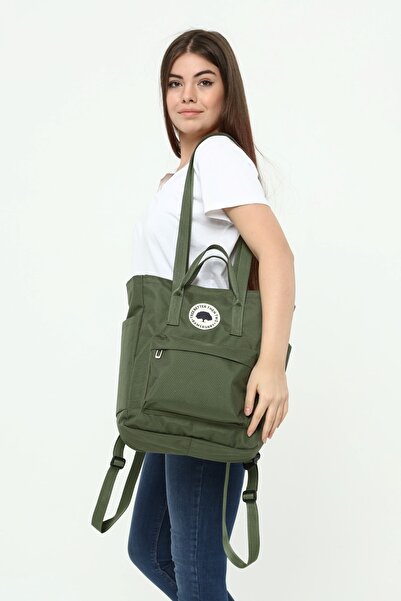 Ramsburry Kadın Su Geçirmez Imperteks Kumaş Haki Laptop Bölmeli Fermuarlı Omu...