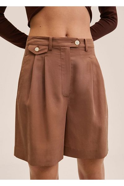 MANGO Woman Σορτς με κουμπιά Lyocell